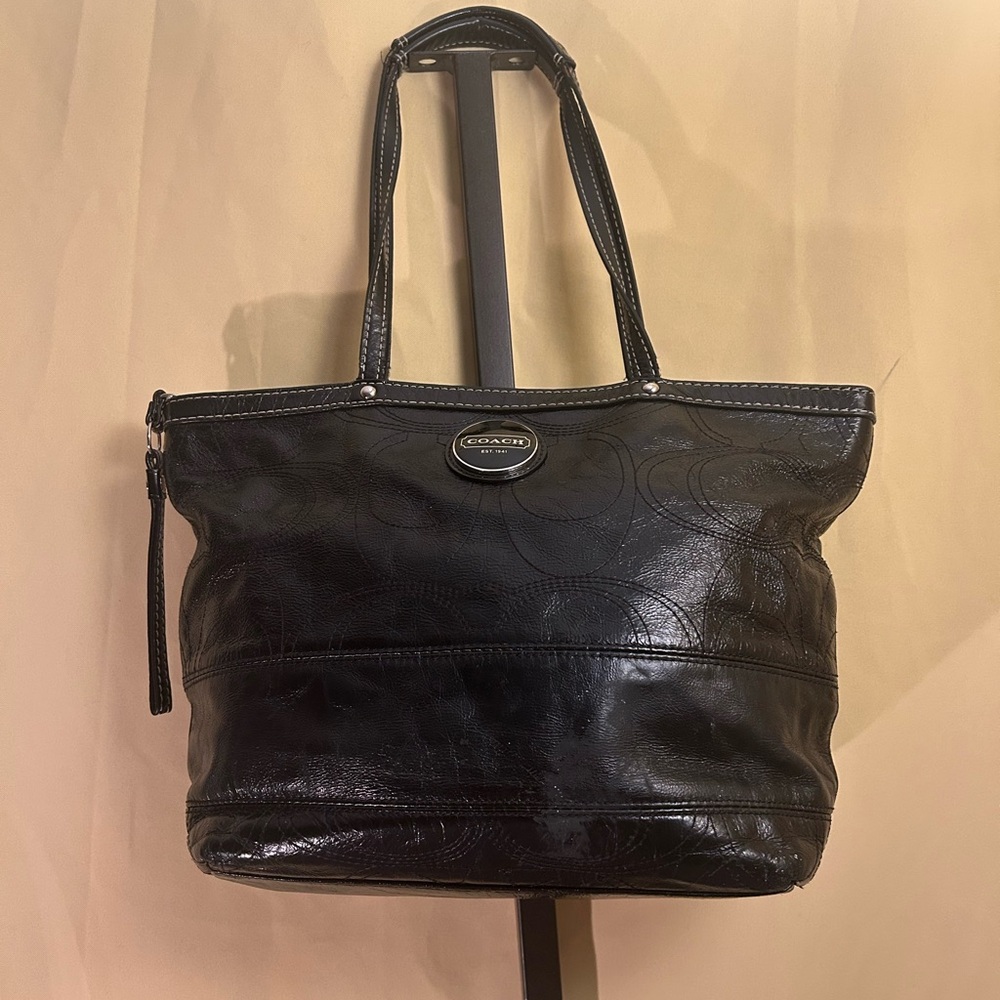 Coach 15242 Black Embossed Patent Leather Tote